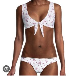 bond-eye White Floral Bikini Tie-Front